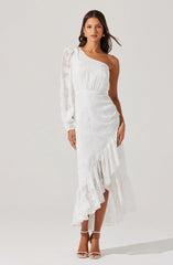Lbruh Calista Floral One Shoulder Midi Dress