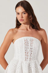 Lbruh Deasia Strapless Eyelet Mini Dress