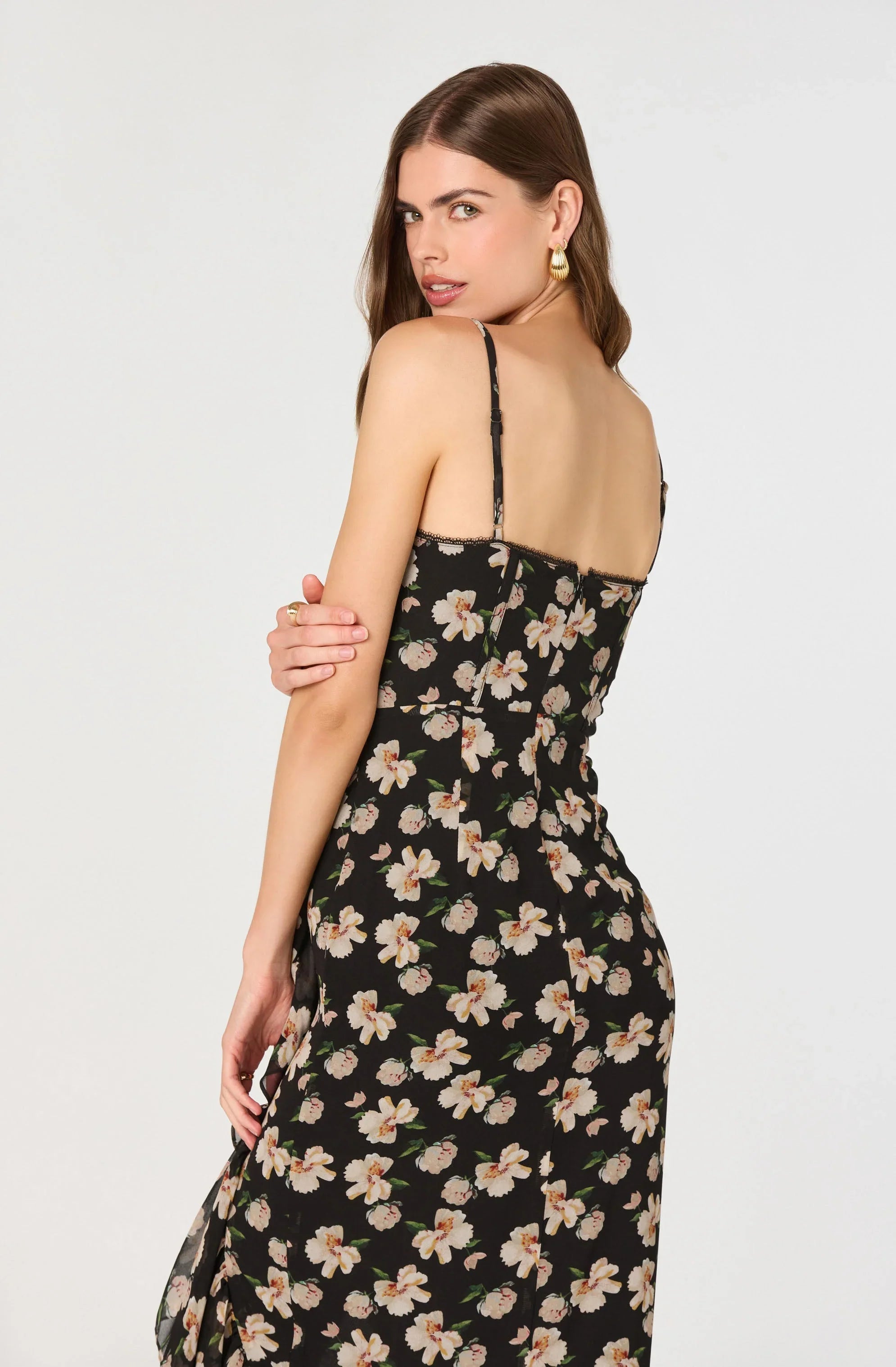 Lbruh Brisbane Asymmetrical Floral Midi Dress