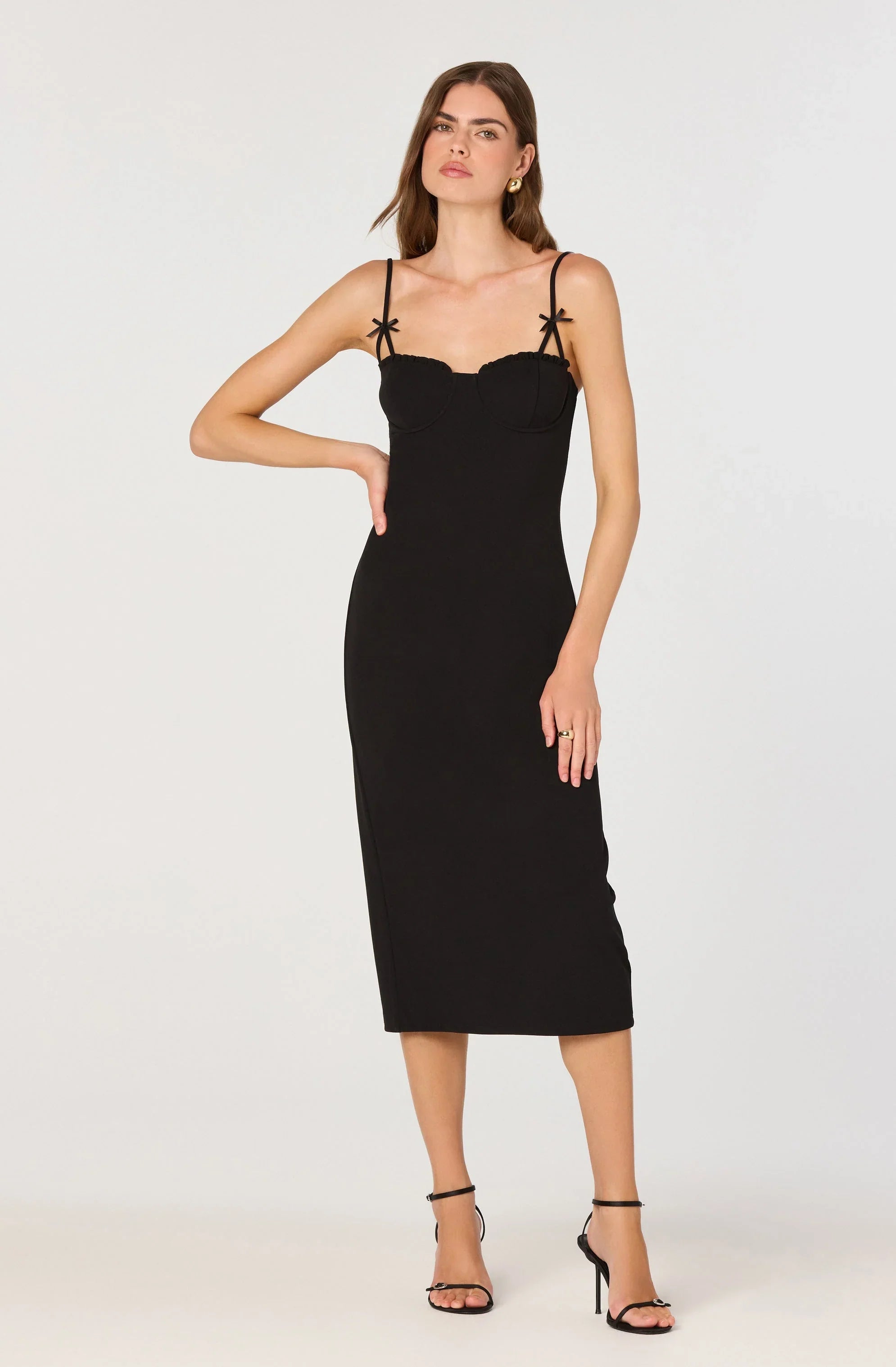 Lbruh Bow Strap Bustier Midi Dress