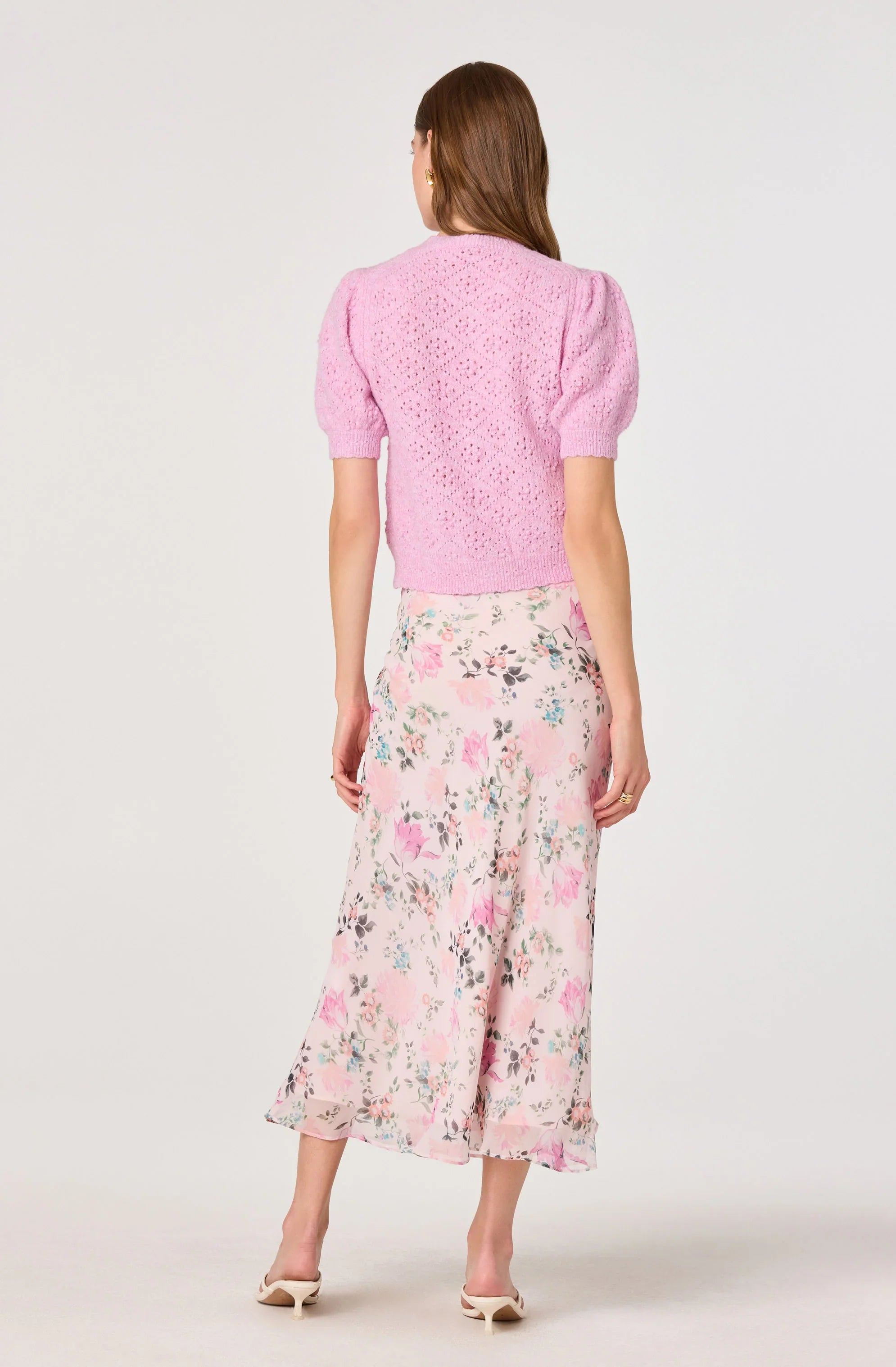 Inixyf Kaydence Puff Sleeve Bobble Stitch Cardigan