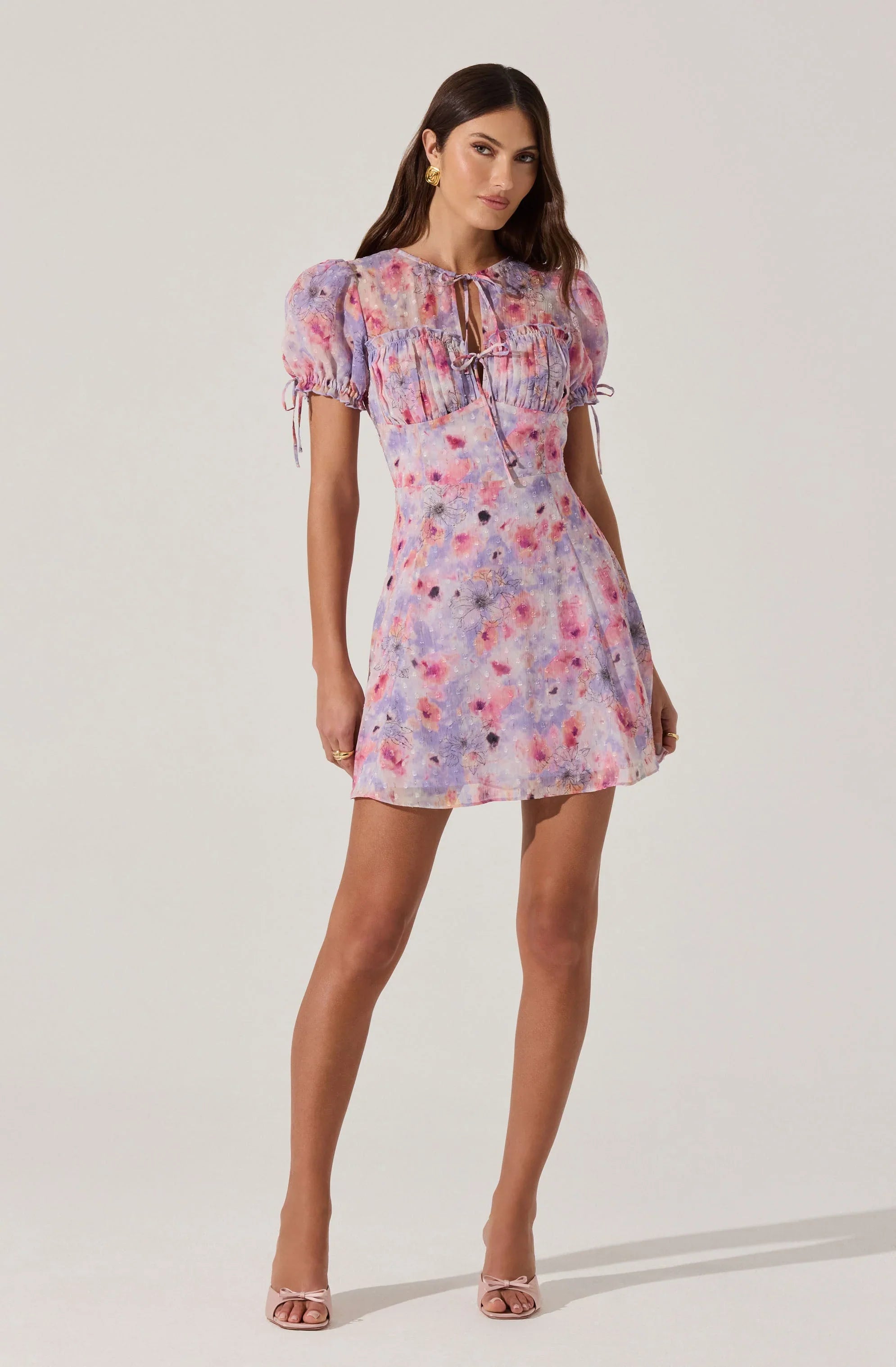 Lbruh Floral Puff Sleeve Mini Dress