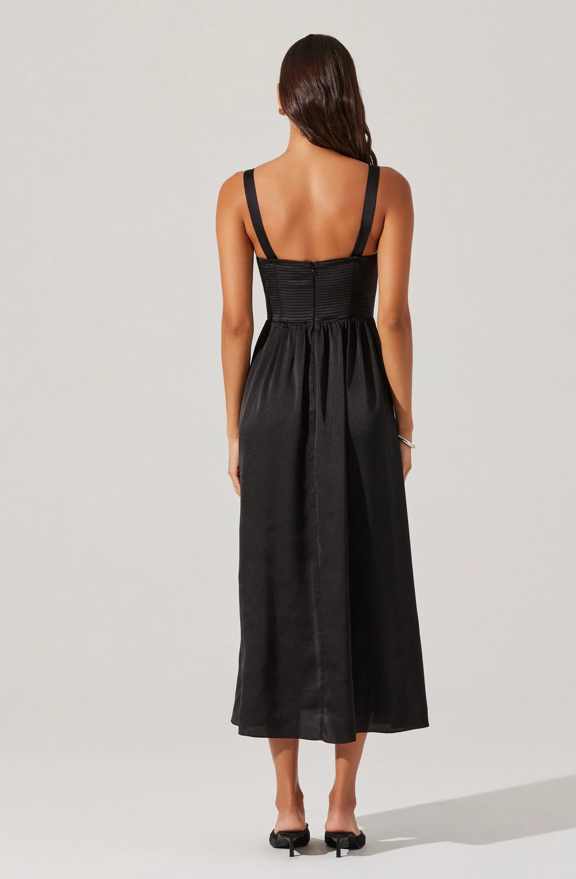 Lbruh Pleated Bustier Midi Dress