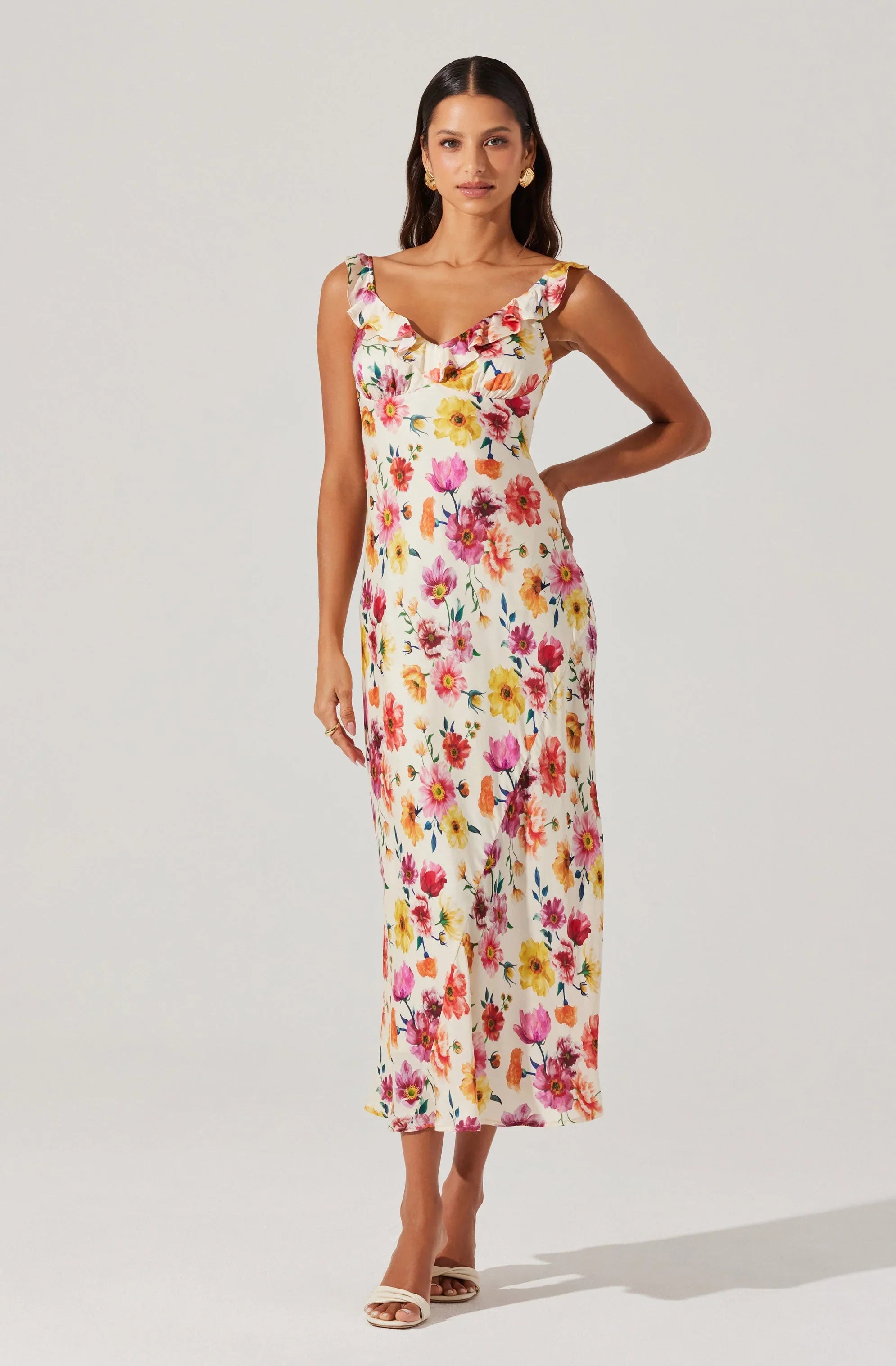 Lbruh Zoie Floral Satin Ruffle Dress