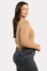 Long Sleeve Scoop Neck Bodysuit | Cinnamon