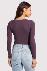 Long Sleeve Scoop Neck Bodysuit | Plum