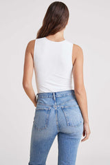 Ribbed Crewneck Tank Bodysuit | White