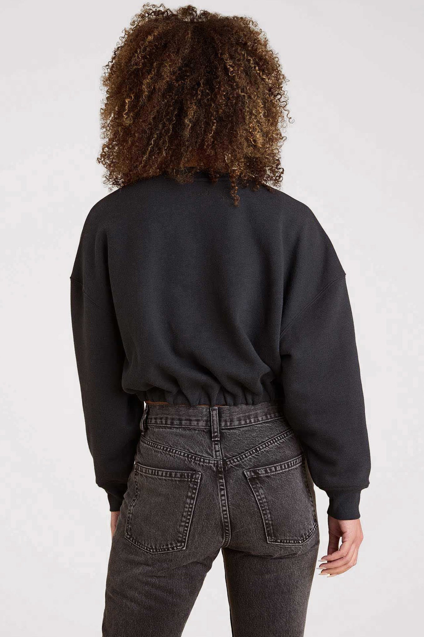 Vintage Fleece Cinch Waist Sweatshirt | Black