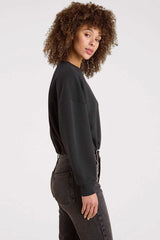 Vintage Fleece Cinch Waist Sweatshirt | Black