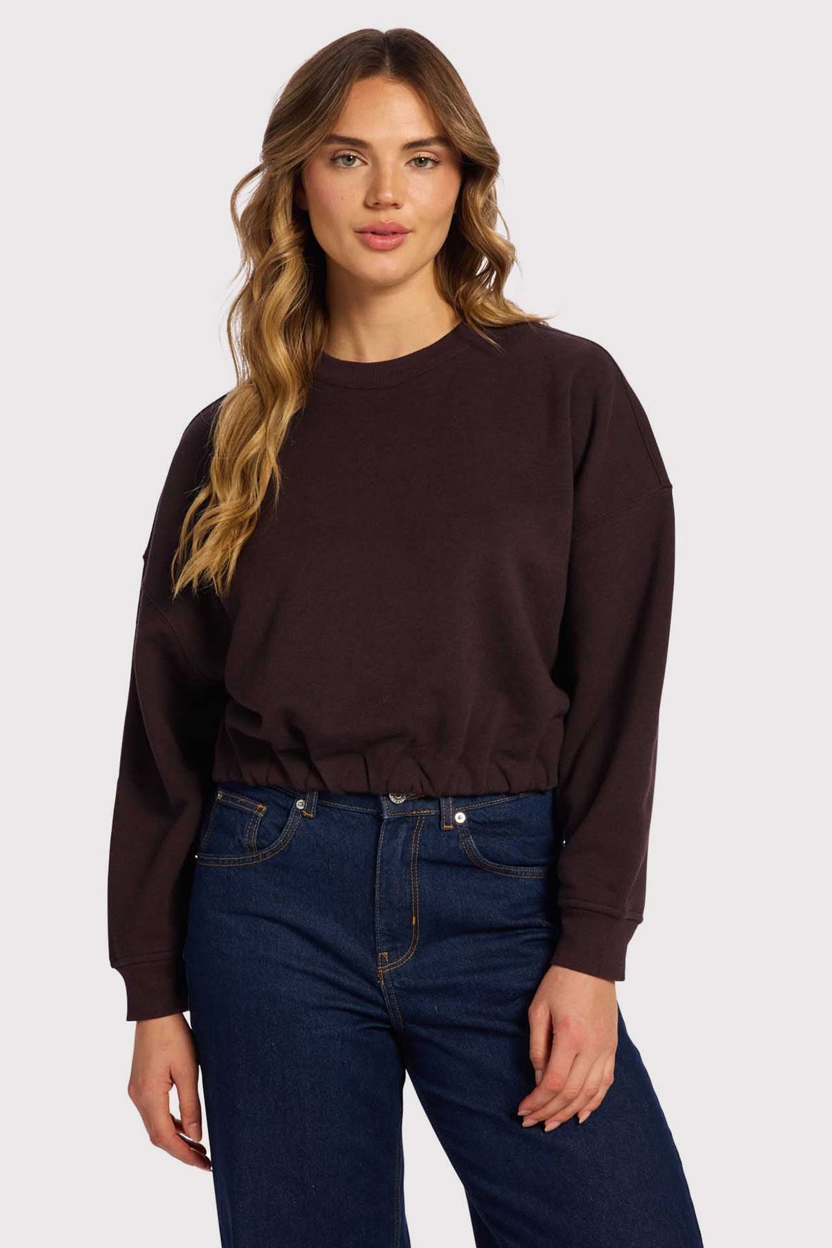 Vintage Fleece Cinch Waist Sweatshirt | Eggplant