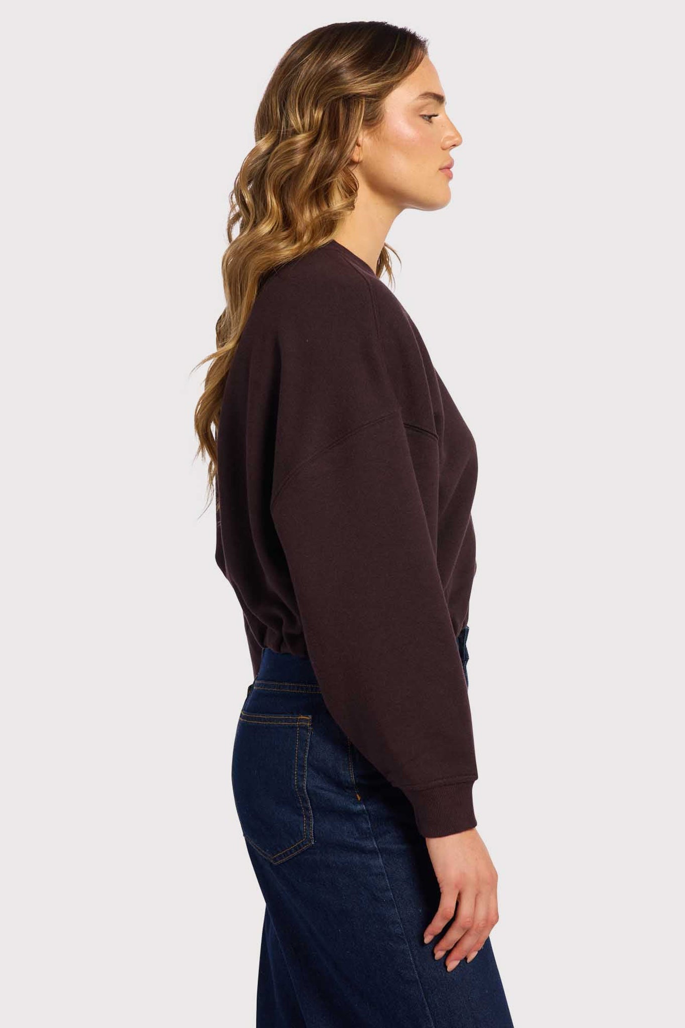 Vintage Fleece Cinch Waist Sweatshirt | Eggplant
