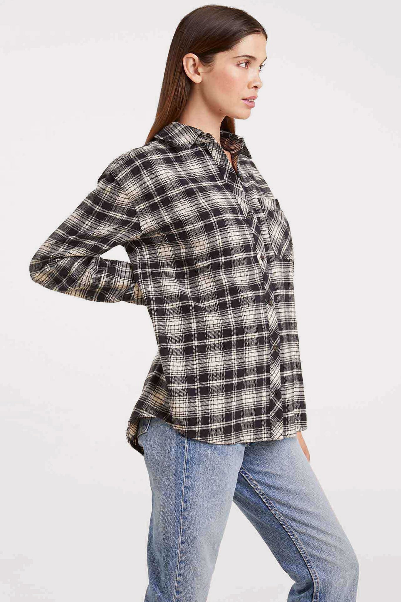 Boyfriend Flannel | Black/Bone