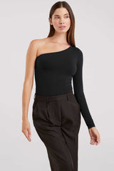 One Shoulder Bodysuit | Black