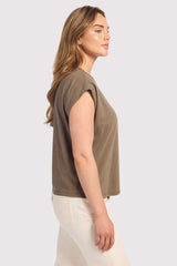 Soft Cotton V-Neck Muscle Tee | Mocha