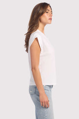 Soft Cotton V-Neck Muscle Tee | White