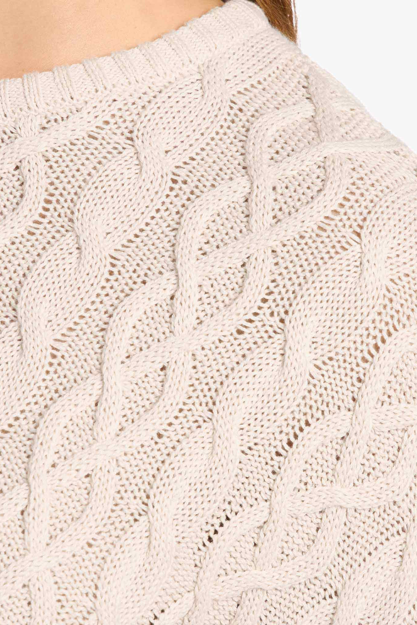 Lightweight Cable Sweater | Bone