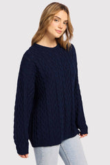 Lightweight Cable Sweater | Navy