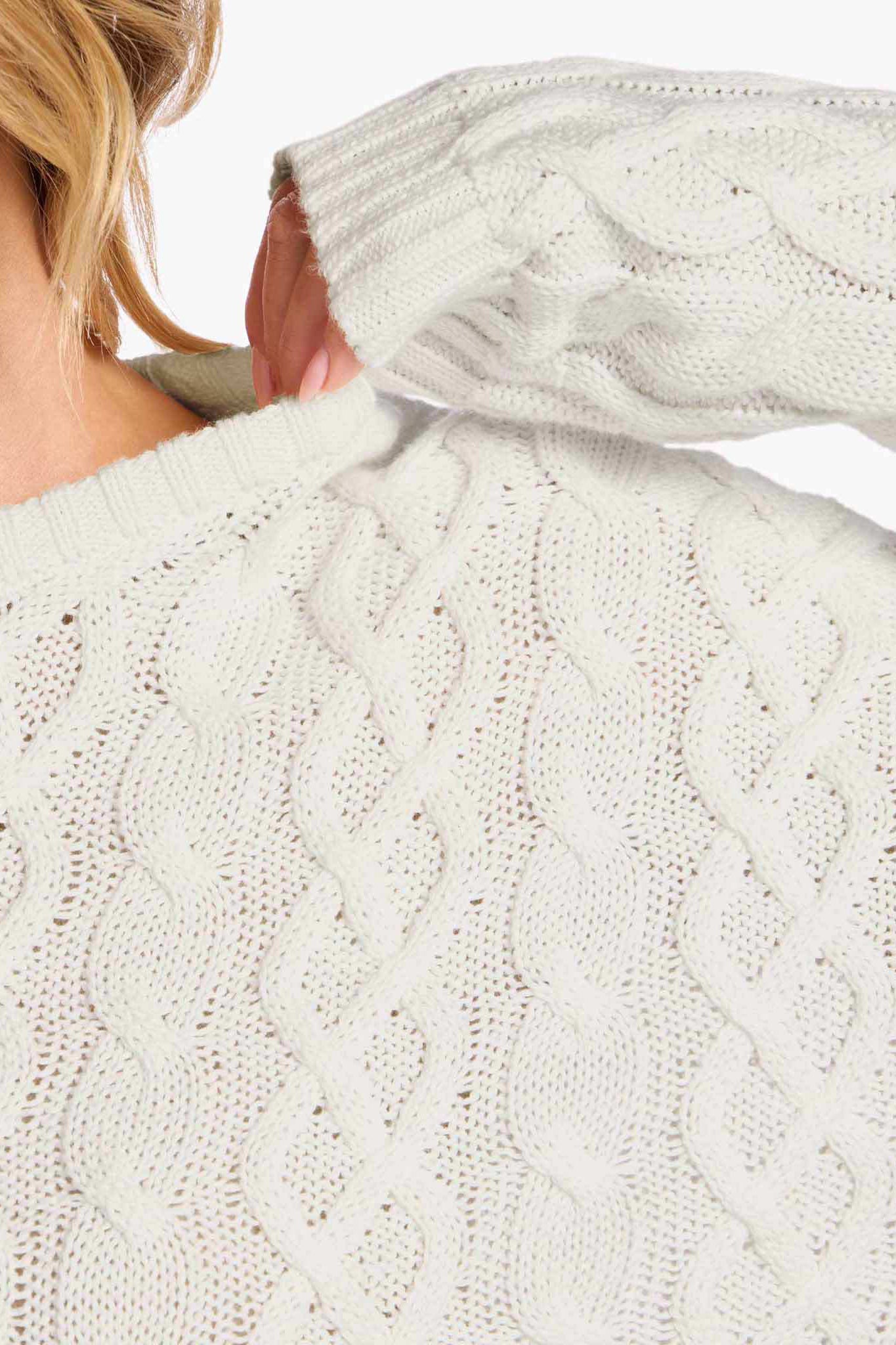 Lightweight Cable Sweater | White
