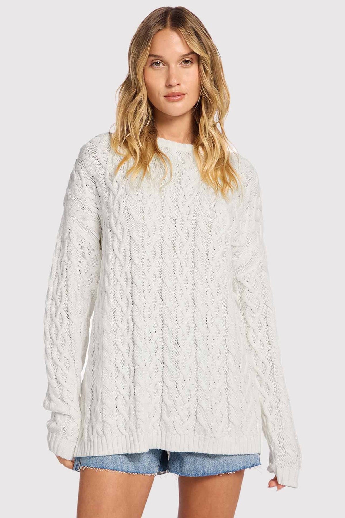 Lightweight Cable Sweater | White