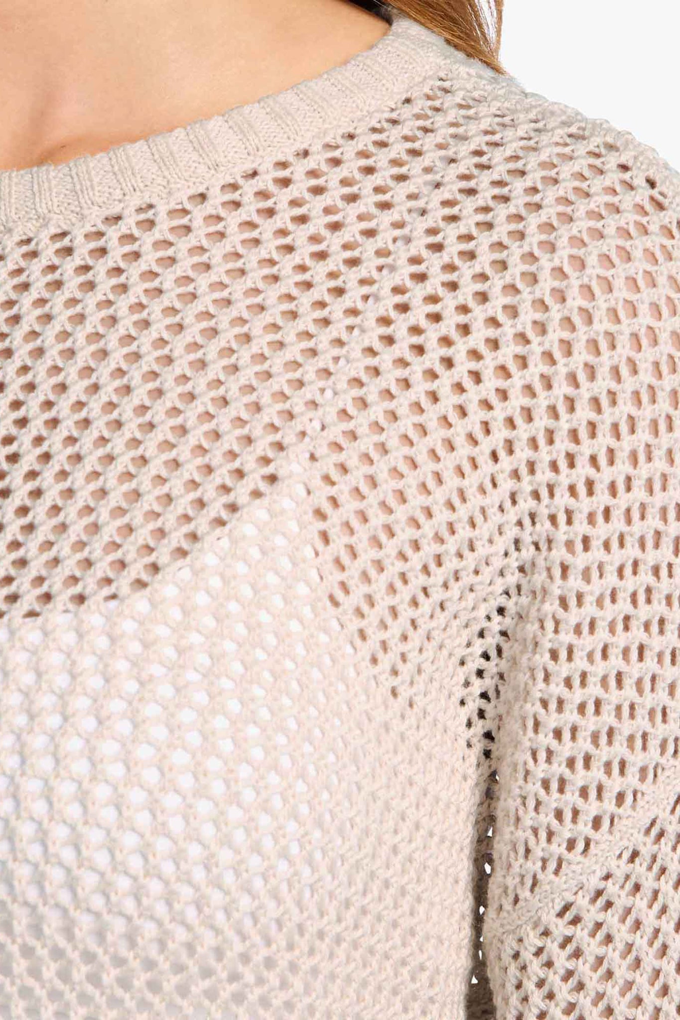 Open Knit Sweater | Bone