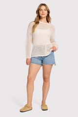 Open Knit Sweater | Bone