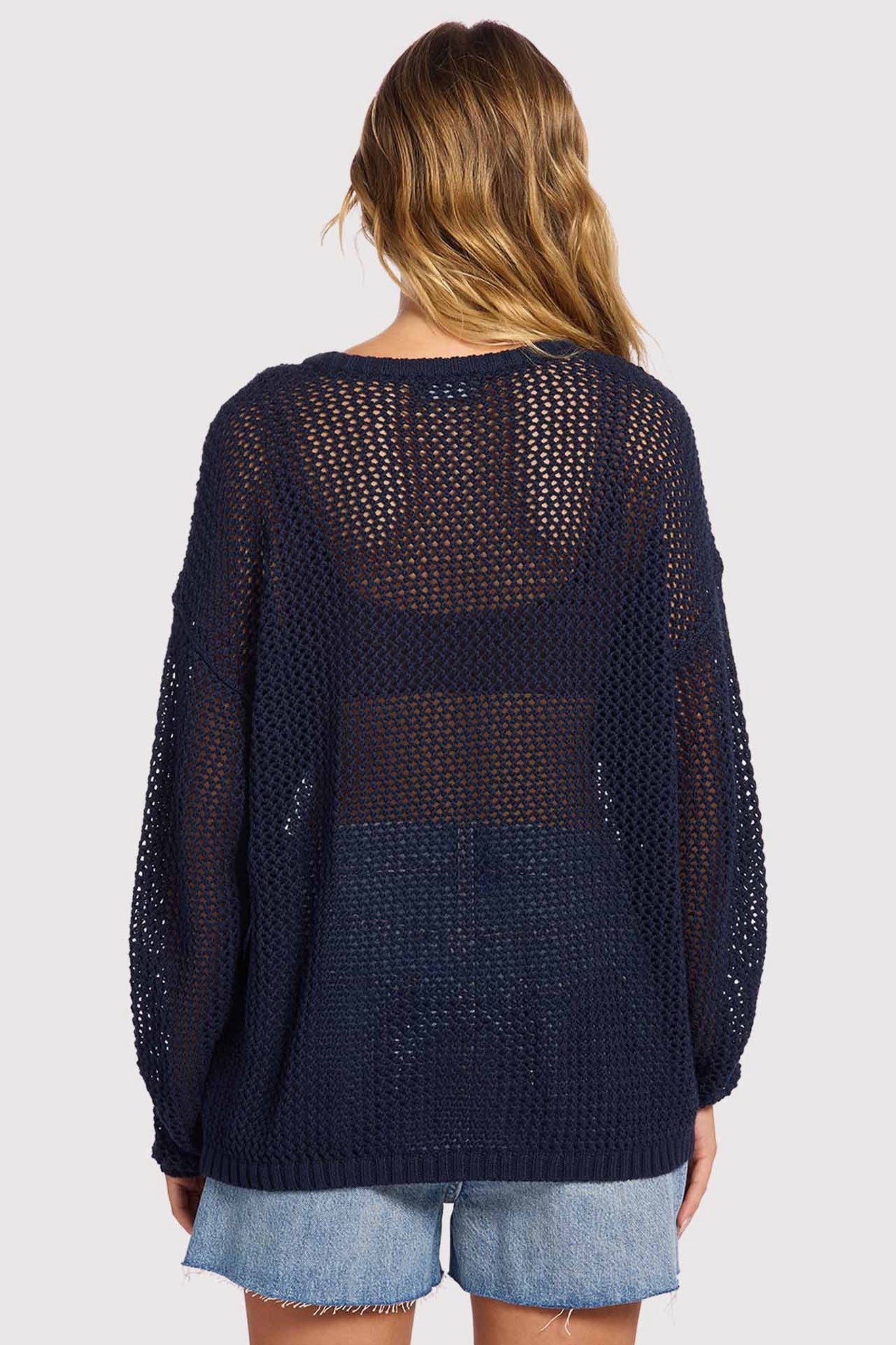 Open Knit Sweater | Navy
