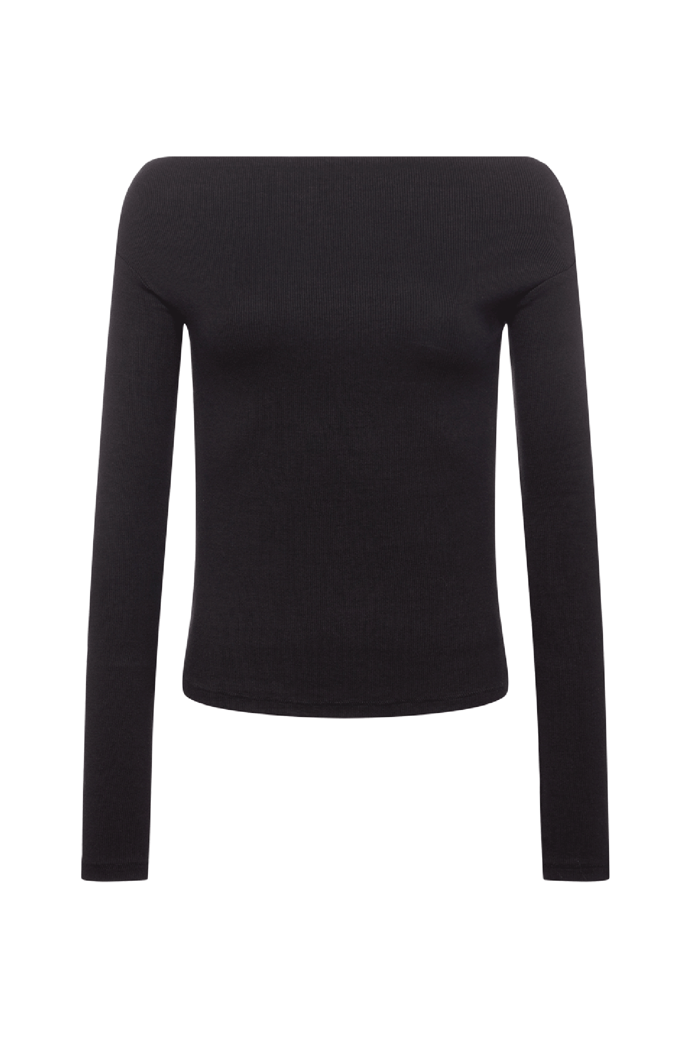Slinky Rib Off-The-Shoulder Shirt | Black