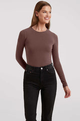 Cotton Stretch Long Sleeve Crewneck Bodysuit