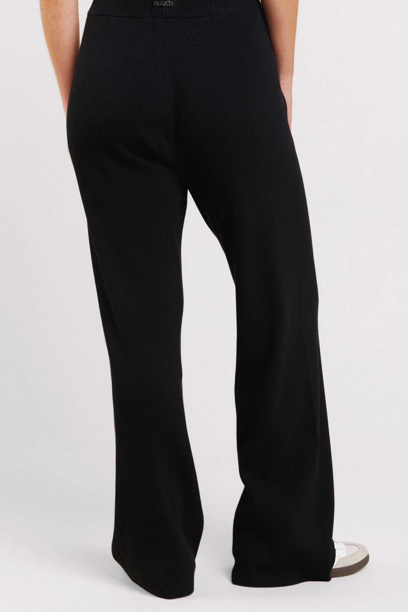 Ribbed Sweater Wide Leg Pant | Black