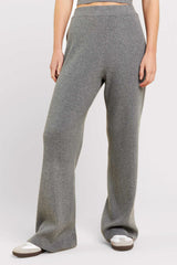 Ribbed Sweater Wide Leg Pant | Charcoal