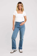 Cotton Stretch Short Sleeve Square Neck Bodysuit | White