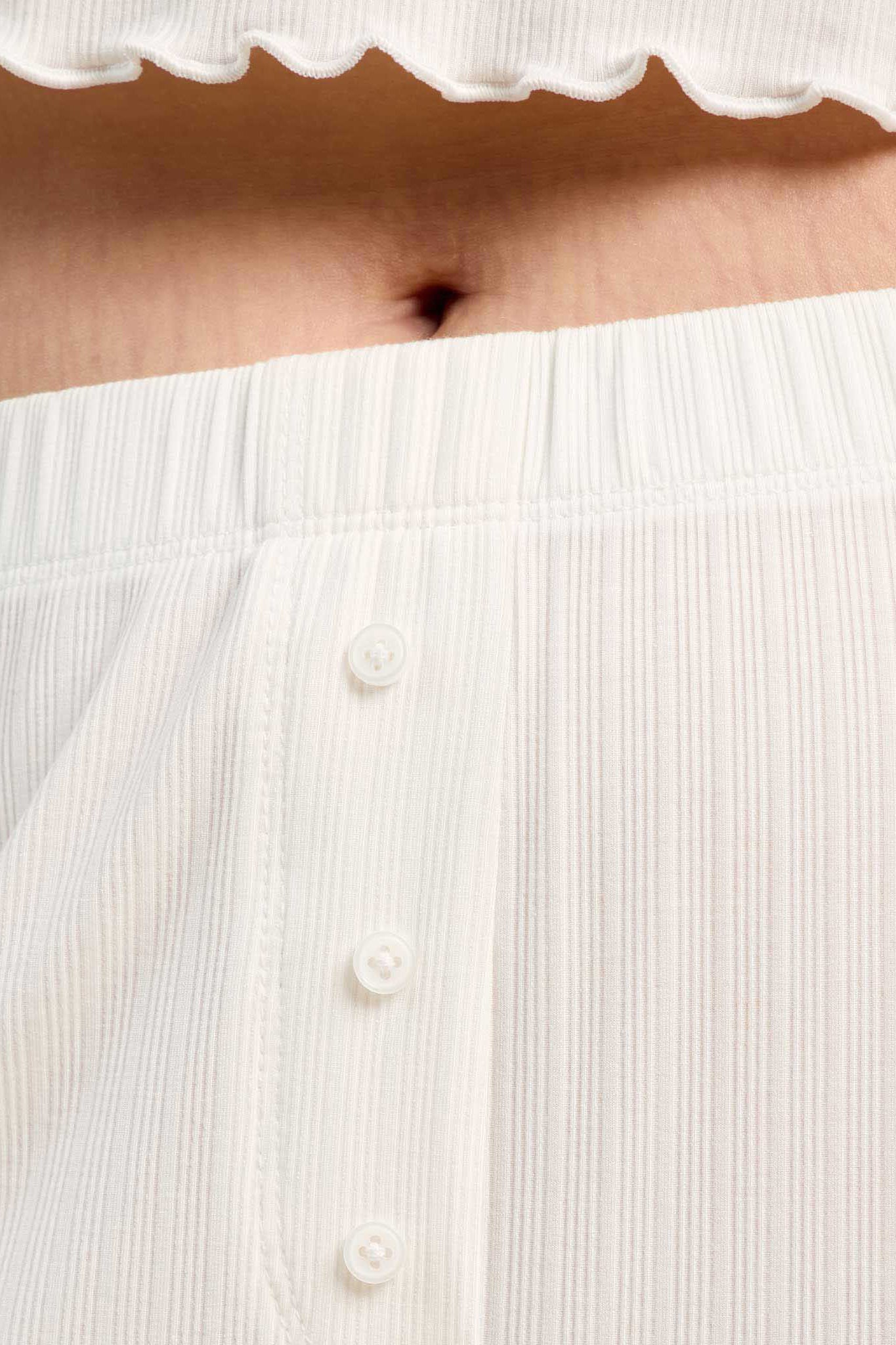 Mini Rib Wide Leg Pant | Pearl