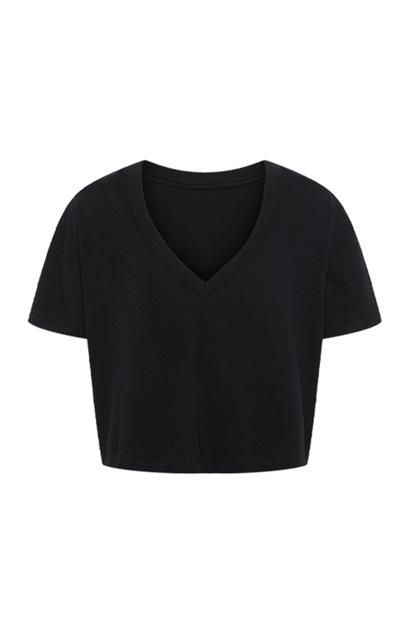 Boxy V-Neck Tee | Black