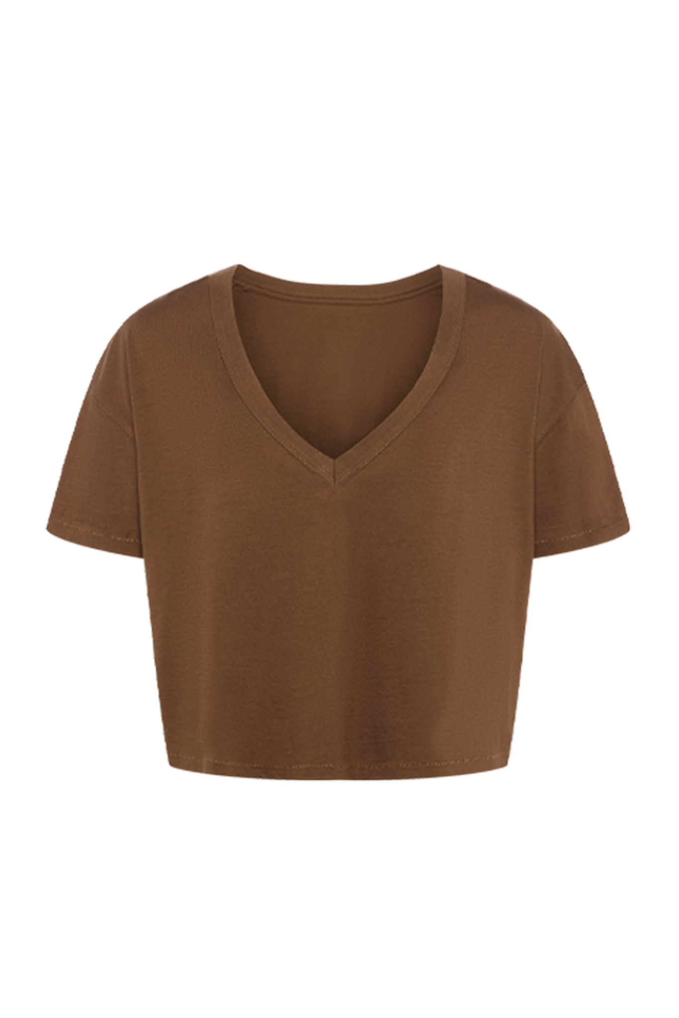 Boxy V-Neck Tee | Chocolate