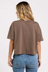 Boxy V-Neck Tee | Mocha