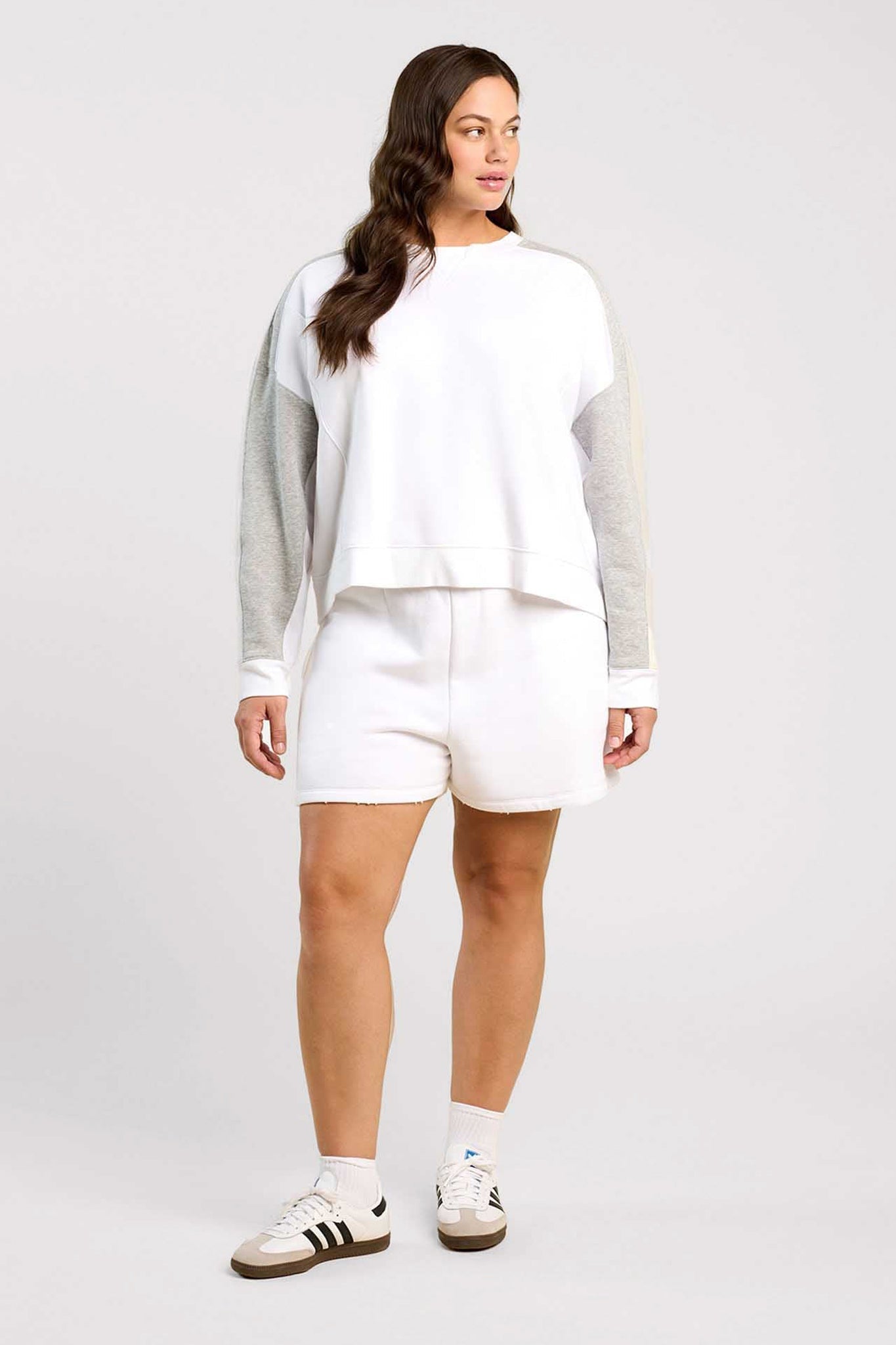 Vintage Fleece Sideline Crew | White/Heather Grey