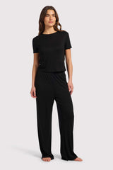 Heart Pointelle Pajama Tee | Black