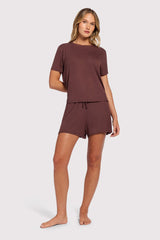 Ribbed Pajama Short Set | Coffee