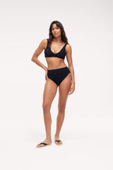 High Waist Bikini Bottom | Crispy Black