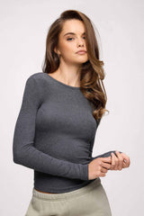 Slinky Rib Long Sleeve Shirt | Heather Jet