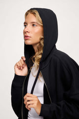 Core Fleece Two Way Zip Hoodie | Black