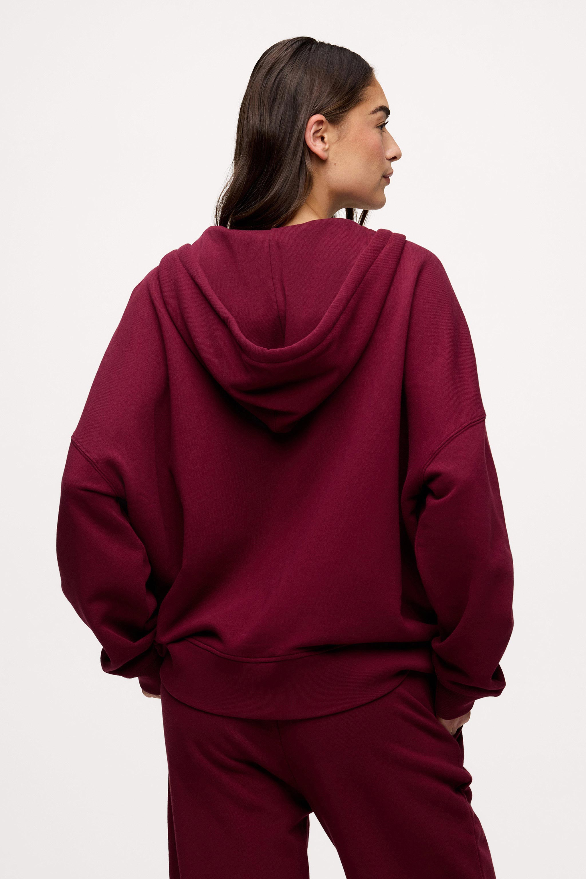 Core Fleece Two Way Zip Hoodie | Ruby