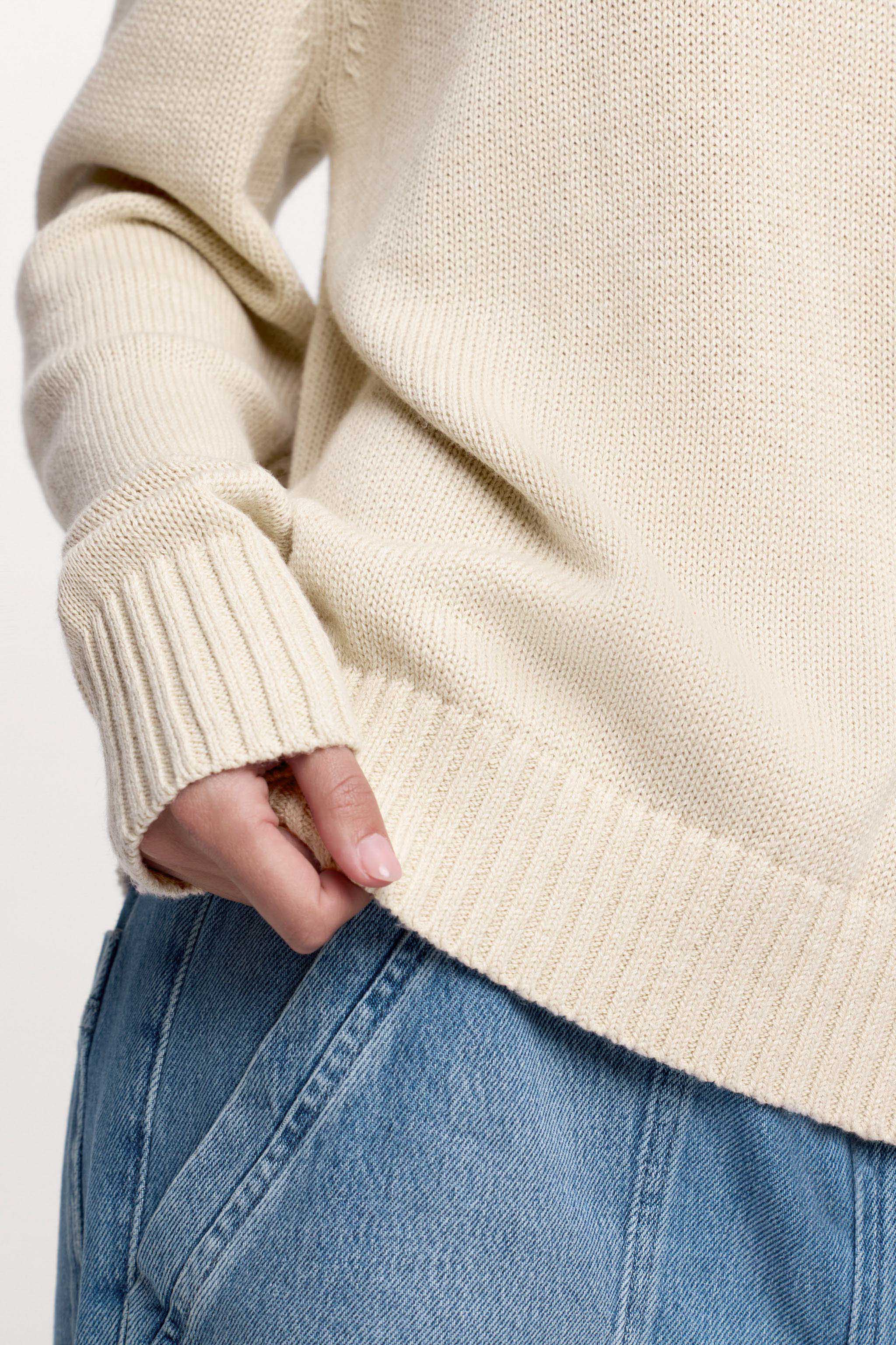 Cotton Crew Sweater | Heather Oat