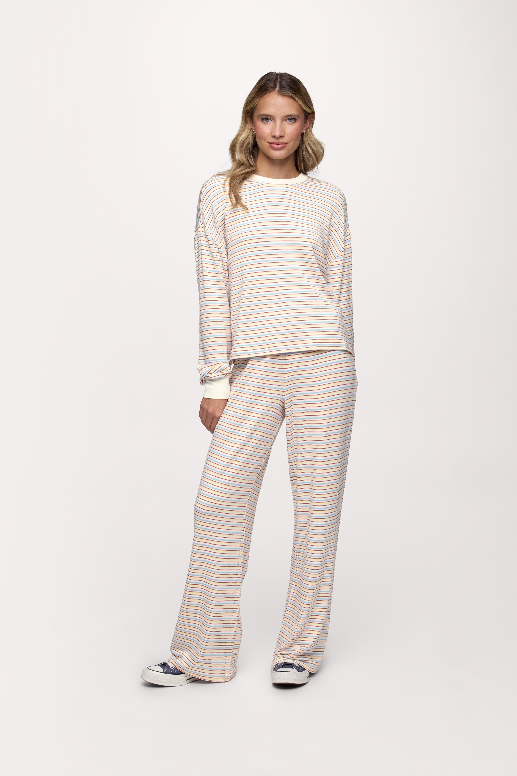 Boyfriend Stripe Tee | Sky Lemon Stripe