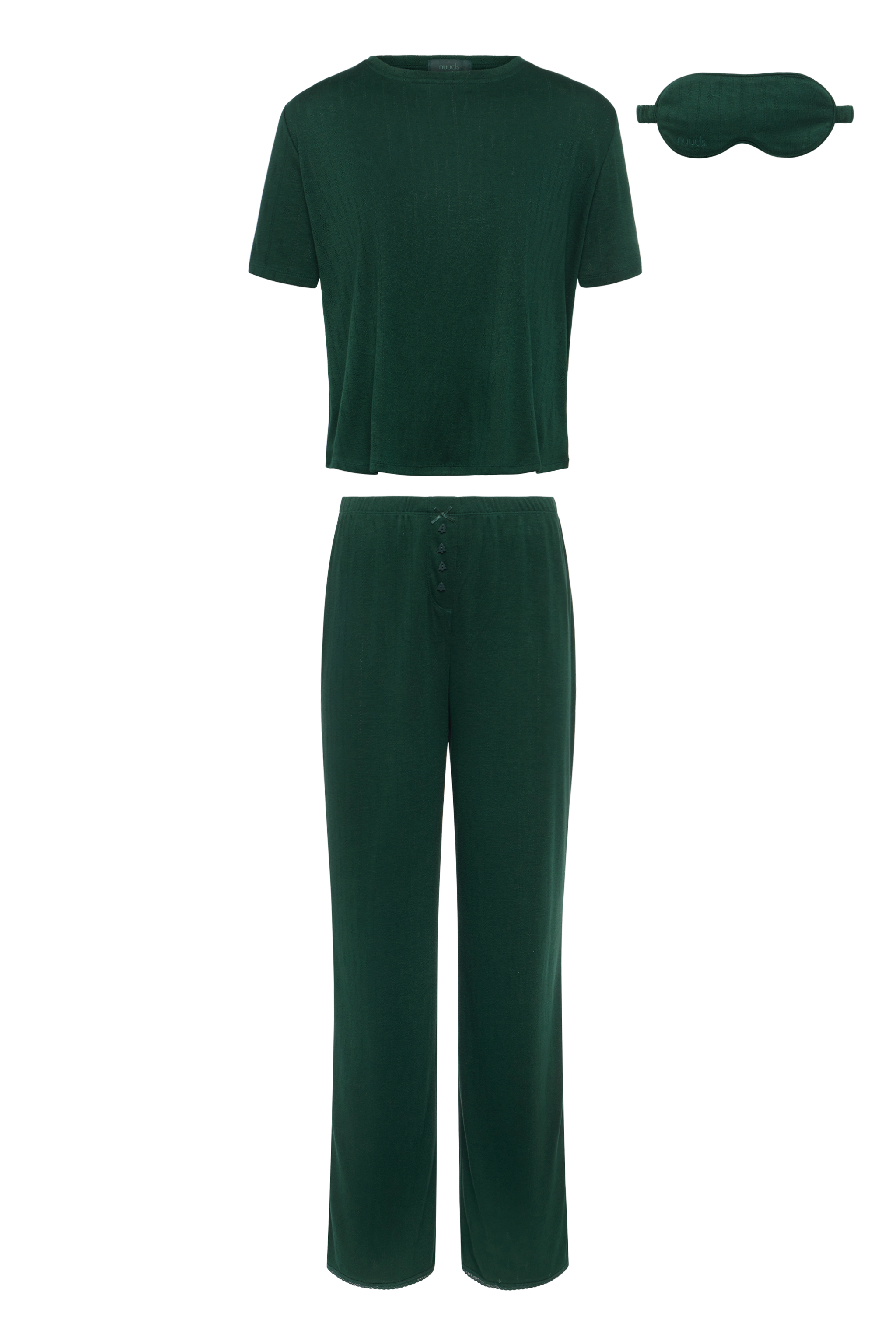 Tree Pointelle Pajama Set with Sleep Mask | Hunter