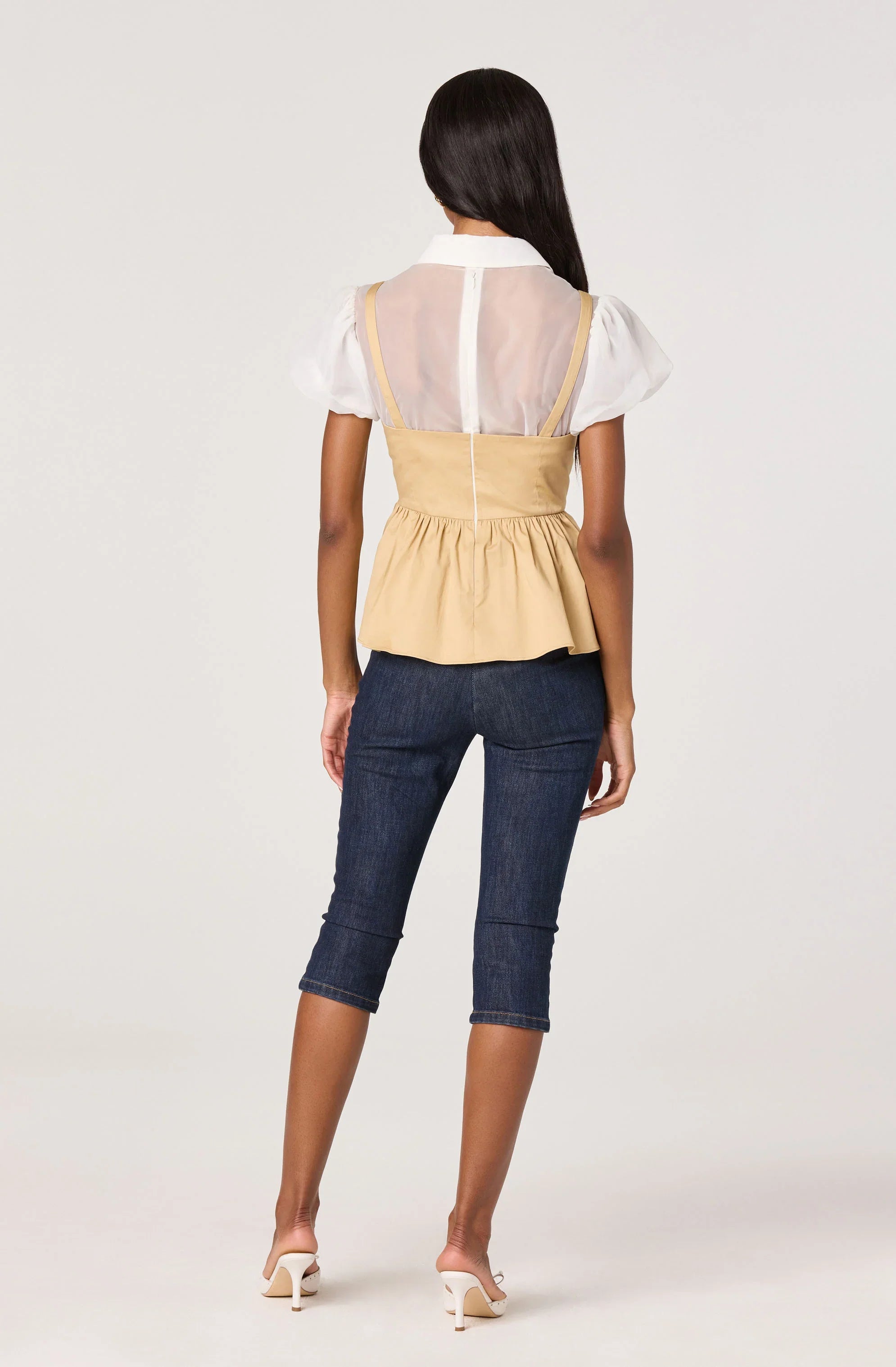 Inixyf Carrington Mixed Media Layered Peplum Top