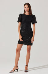 Lbruh Sequin Flutter Sleeve Mini Dress