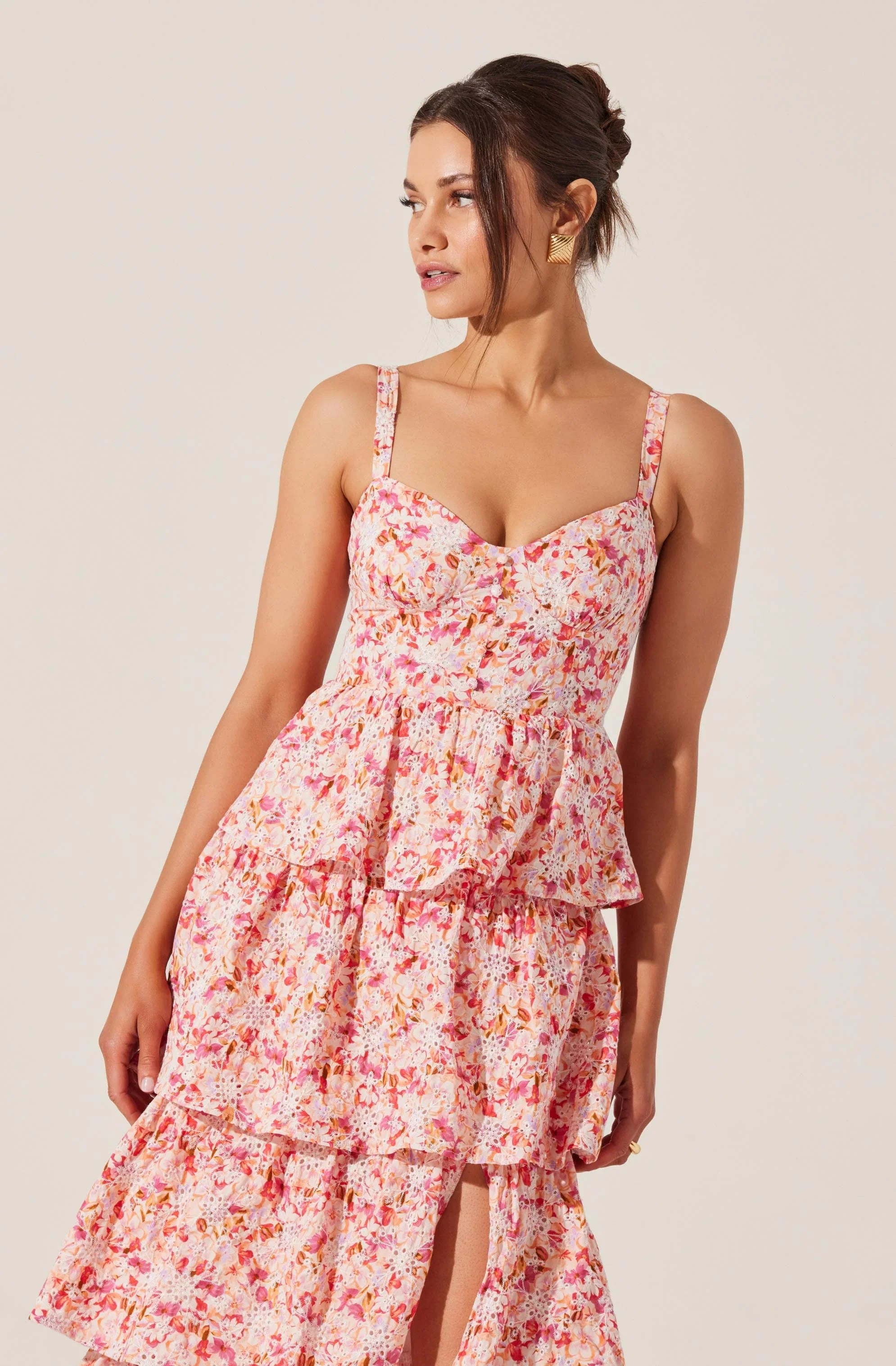 Lbruh Midsummer Eyelet Tiered Floral Maxi Dress