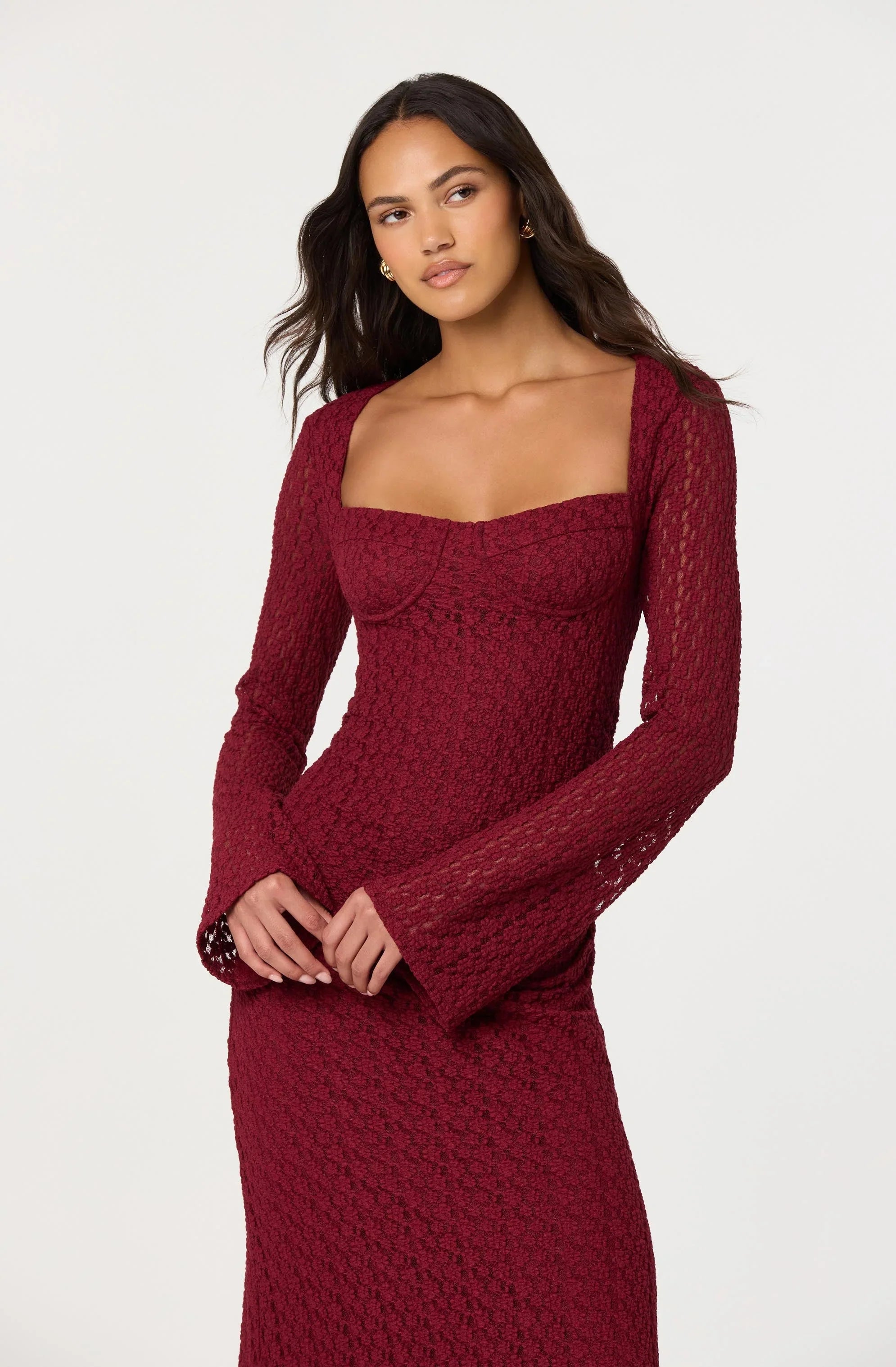 Lbruh Tamia Floral Lace Bustier Midi Dress