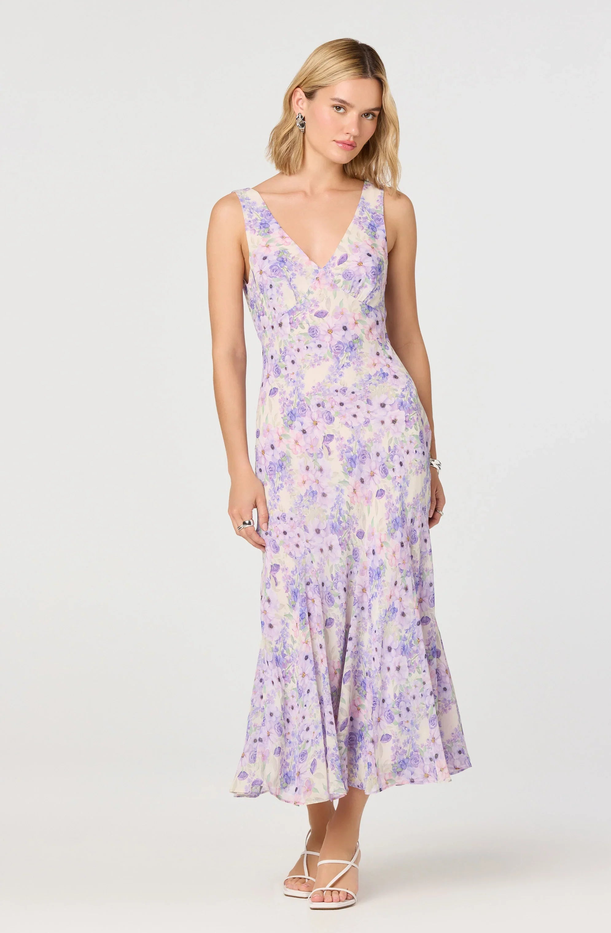 Lbruh Symone Floral Godet Midi Dress